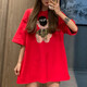 
Shanidoluo large size women's T-shirt for women fat mm summer clothing new product covering belly to make it look slim and loose bear patch top 16855 red 3XL recommended 140-160Jin [Jin equals 0.5 kg] to wear