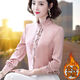 智兜兜广东普宁衬衫女秋冬款加绒立领雪纺长袖秋冬新款缎面衬衣高端百搭 5012杏色 (不加绒) S  建议80/90斤