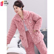 Antarctic pajamas for women in autumn and winter coral velvet three-layer cotton thickened warm and velvet middle-aged and elderly home clothes for mothers in winter 1105 lotus purple XL (110-130Jin [Jin equals 0.5 kg])