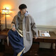 NEW OR MODE American mid-length woolen coat for men in autumn and winter, knee-length trendy windbreaker, thickened hooded woolen coat, off-white XL