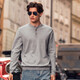 Mr. Bu Henry collar pure cotton sweater long-sleeved men's 2023 spring and autumn new retro casual men's wear BT12255 light gray 2XL (185)