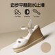
ZHR head layer cowhide sandals for women thick sole wedge shoes for vacation cross straps for women S169 beige 36