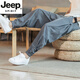 JEEP SPIRIT吉普亚麻裤男夏季薄款九分裤宽松束脚哈伦裤中国风男裤条纹棉麻裤 MK983黑色 L (115-135斤)
