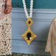 Collier Gold Fulaidao, 999 filament incrusté, style féminin à la mode, pendentif en cristal fumé à double couche Bereta, donner à sa petite amie, frais de travail de 671 yuan [prévente] environ 3,53 g - plus de remboursement de supplément