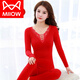 Cat Man (Miiow) Jahr der einheimischen thermischen Unterwäsche für Frauen Ehe Red Herbst Kleidung Set ältere Mutter Fleece verdickte Schlangejahr Kleidung groß 9905 Big Red One Size [Herbstkleidung] 80 135jin [Jin entspricht 0,5 kg]
