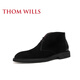 THOM WILLS沙漠靴男低帮英伦复古真皮反绒马丁靴翻毛皮系带短靴 黑色E795-1 45 /9.5码