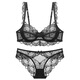 
VRSZEE light luxury brand underwear for women thin style gathering bra set small breasts and sexy lace underwear seductive bikini black 75B