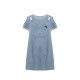 MORIMUIR new summer dress short-sleeved denim thin off-shoulder stretch loose Korean style women's versatile spring mid-length skirt female blue XL (115-125Jin [Jin equals 0.5 kg])