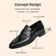 Sachi Men's Shoes Autumn Men's Casual Leather Shoes Business Formal Breathable Soft Sole Slip-on Black Hand Scratch Pattern 38