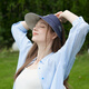 ELLE sun protection hat women's sun hat empty top sun hat spring and autumn UV protection double-sided navy blue