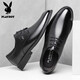 Chaussures en cuir playboy Clothing formel de commerce de repos de printemps top top coquette mariée Fashion Chaussures pour hommes Chaussures en cuir masculin 1591 noir 37