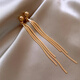 Qilexi Silver Needle Long Style Tassel Earrings Women's Earrings for Round Faces Slimming 2025 New Style Recommended Gifts for Girlfriends Gold ES037 Fashionable Style Long Tassel Earrings