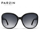 帕森（PARZIN）女士太阳镜 复古大框时尚偏光太阳镜开车驾驶新潮修颜显脸小墨镜 黑框渐灰片（PZ9908）