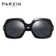 帕森（PARZIN） 偏光太阳镜女 复古板材驾驶镜女大框修脸潮墨镜 9740 黑框黑灰片