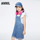 Anel Einkaufszentrum gleiche Style -Denim Overalls für Mädchen 2024 Sommer Neues lässige süße Hosenträger Shorts vielseitig hellblau Denim 150 cm