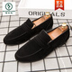 Specht 2024 Sommer Neue Mützenschuhe Herren Frühling Frosted Fell Casual Love Trendy Schuhe Herrenkoreaner Lederschuhe 6999 Schwarz 38