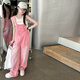 Maidou Bear Girls Denim Couts Summer Fino Style New Children's Spring and Summer Dopamine Wear Girls Big Children's Pantals sueltos de color rosa 160