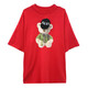 
Shanidoluo large size women's T-shirt for women fat mm summer clothing new product covering belly to make it look slim and loose bear patch top 16855 red 3XL recommended 140-160Jin [Jin equals 0.5 kg] to wear