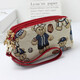 Changyin canvas ethnic style clutch bag, small wrist bag, women's mobile phone bag, bear big screen mobile phone coin purse shoulder bag, bear wine red