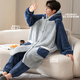 Antarctic Cartoon Hooded Pajamas Men's Pajamas Men's Winter Flannel Plus Velvet Thickened Home Clothes XL