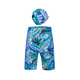 AIMER KIDS summer new product professional swimsuit material chlorine-resistant sunscreen children's swimsuit boys' swimming trunks three-quarter pants dinosaur adventure print blue background jungle full print 100