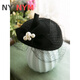 NY-NYM Französisch Elegant Britisch Retro Mesh Beret Wolle Wolle Hochzeits Bankett Weißer Brautkopfschmuck Weißer Durchmesser etwa 17 cm/mit Clip