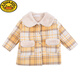 G.DUCKKIDS Girls' Plaid Woolen Coat 2024 Autumn and Winter New Style Western Style Baby Girl Temperament Mid-Length Velvet Woolen Coat Purple Plaid 130 cm