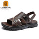 Old Man's Head (Laorentou) Chaussures de plage Chaussures de pantoufles pour l'orteil de vache de vache de vaches de vache deux sandales extérieures LT12033 Brown 43