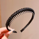 Rongxia broken hair artifact simple toothed anti-slip hair hoop children's fabric plaid headband girls hairpin headdress girls hair accessories 6# black