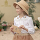IVY HOUSE Ivy children's clothing for girls and older children in autumn new style French embroidery large collar piece elegant simple shirt for children white 120cm (120/56)