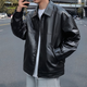 Foss Phil皮夹克男士春秋季潮牌机车服韩版宽松休闲皮衣外套6266黑色2XL