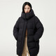 Tambor Down Jacket Women's Medium Long Removable Hood Loose Warm Versatile Jacket 530558V Black 185