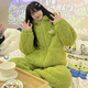 Hong Kong Lian Ya dessin animé mignon pyjama pour femmes trois couches matelassé automne et hiver velours corail flanelle à capuche ensemble de vêtements de maison m matelassé #6624 Kurome plus coton et épaissi 2XL recommandation féminine 140-160Jin Jin est égal à 0,5 kg