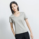 Yifei (YIFINI) [Cool] Short loose T-shirt with silk U-neck for women's summer new thin model 2105Z983 Black 0M