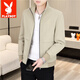 Playboy (PLAYBOY) men's new stand-up collar jacket zipper shirt top spring and autumn casual fashion Korean style youth handsome handsome boy jacket 2687 black L