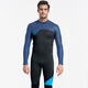 Sharbat 3MM wetsuit for men, thickened and warm, winter swimming, outdoor snorkeling one-piece long-sleeved swimsuit, surfing jellyfish suit, dark blue and black, water orchid L (suitable for 110-125 Jin Jin equals 0.5 kg)