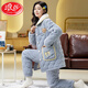 Langsha Pyjamas für Frauen im Winter verdickte Korallenmerze dreischichtige Baumwolle warme Frühlings- und Herbst-Flanell-Frauen-Kleidungsstückset H10 R9858-1 Red M 80-Jin [Jin entspricht 0,5 kg]