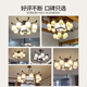 Mufu moderne simple nouveau chandelier de style chandelier lampe de salon hall lampe principale villa grand lustre tout cuivre en bois massif lampe chinoise de style rectangulaire de lustre de six têtes 1050 hauteur 360 mm
