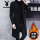 Playboy (PLAYBOY) men's windbreaker new autumn and winter woolen coat men's Korean style trendy cotton thickened youth woolen coat men 988 black XL XL (recommended 125-140Jin Jin equals 0.5 kg)
