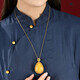 Zhuo Liang collection grade natural beeswax pendant chicken oil yellow amber water drop pendant necklace women's sweater chain for mother natural beeswax amber (with certificate)