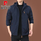 Pier Cardin Marke High-End-Herrenkleidung Outdoor Herrenjacke Herbst und Winter 2025 Neue Herbst-Tops mittleren Alters plus Samtclips plus Samt 9898 Dunkelblau Style 2XL
