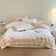 Arctic velvet (Bejirog) 100 long velvet cotton four-piece set full cotton embroidered quilt cover bed sheet double pure cotton quilt cover bedding style slightly drunk rose - elegant white 1.5m (5 feet) bed sheet four-piece set