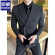 ROMON high-end customized suit men's British style double-breasted business casual suit large size three-piece formal wedding suit 338 black double-breasted single-piece suit 3XL (155-170Jin Jin equals 0.5 kg)