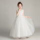 Dev Ake Dress Children's Girl Falda Princess Falda Anfitrión de piano de alta gama Vestido de noche Vestido de noche Boda de verano Big Boy BX683 MANEGO LARGO White 140 (recomendado 51-60 Jin [Jin equivale a 0.5 kg])