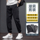 CHARLUOEL casual pants men's 2025 spring and autumn trendy brand loose pants men's work clothes harem pants nine-point men's pants tying feet trousers 998 black XL