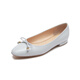 Lairsdan Spring new elegant bow ballet flat heel flat women's shoes round toe leather single shoes 5M15602 Grey GYK 38