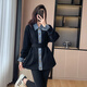 Lisaft Black Spliced Denim Sweater Women's Jacket Spring and Autumn Slim Waist Cardigan Top 2024 New Regular Black L (recommended 115-130 Jin Jin equals 0.5 kg) Lisaft Black Spliced Denim Sweater Women's Jacket Spring and Autumn Slim Waist Cardigan Top 2024 New Regular Black L (recommended 115-130 Jin Jin equals 0.5 kg)