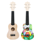 
Assemble small guitar ukulele DIY handmade homemade material bag painted hand-painted wooden graffiti 21-inch round + full set of pigment + backpack + strap