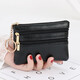 Tuzun Coin Wallet Women's Wallet Mini weiche Leder Handtasche Kleine Brieftasche Key Coin Card Bag Short Reißverschluss Beutel Schwarz