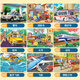 Miaowaer Puzzle Transporte infantil Marco de madera Puntuación Puntuación Animal Story Toys 3-6 años de edad de educación temprana SIDA con tren de mapa base [60 piezas]